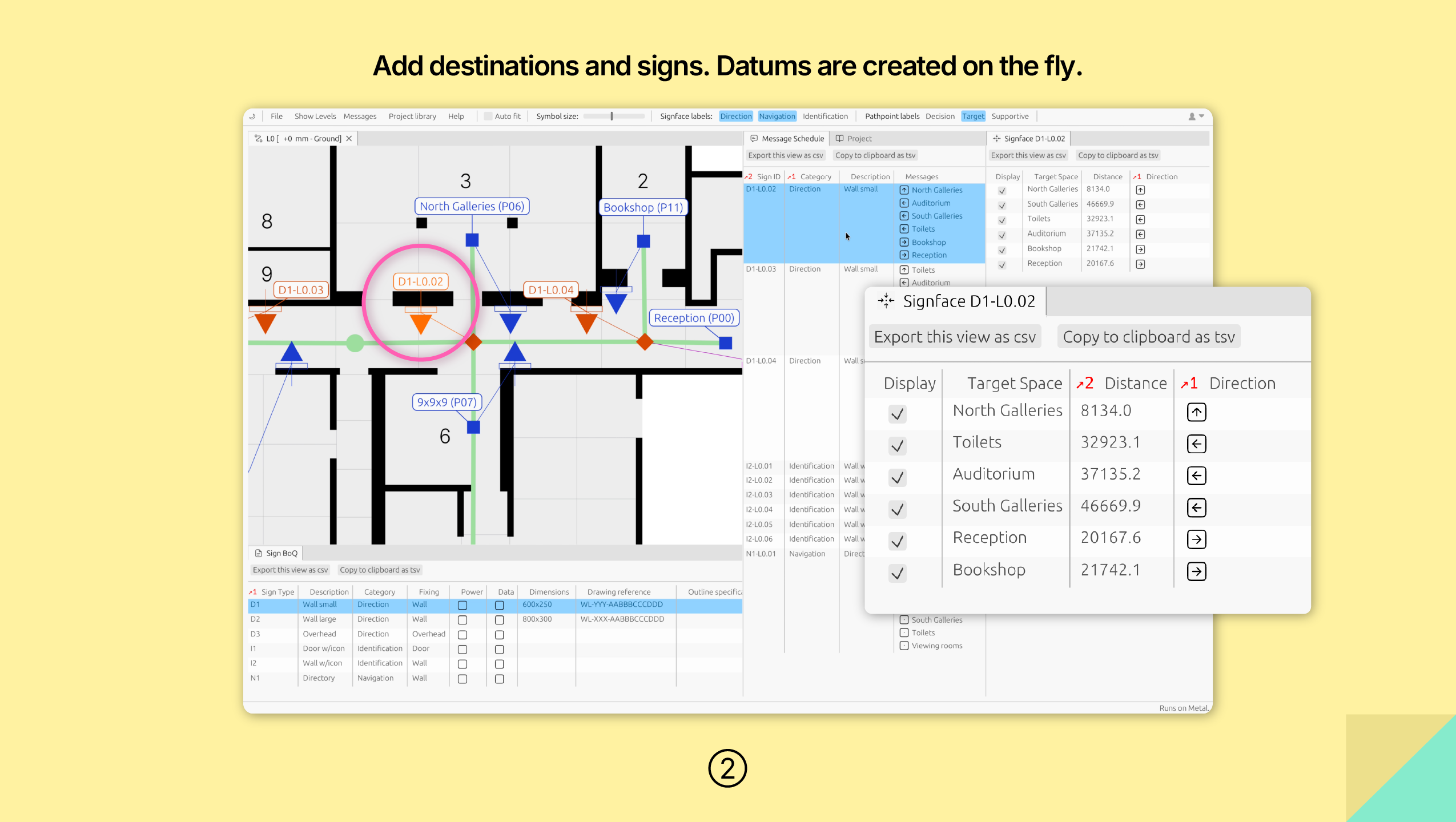 WFP UX - Adding signs and destinations